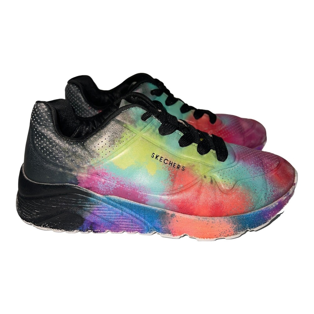 Skechers Girls Uno Lite - Splatter Shines Black Casual  Sneakers Size 2